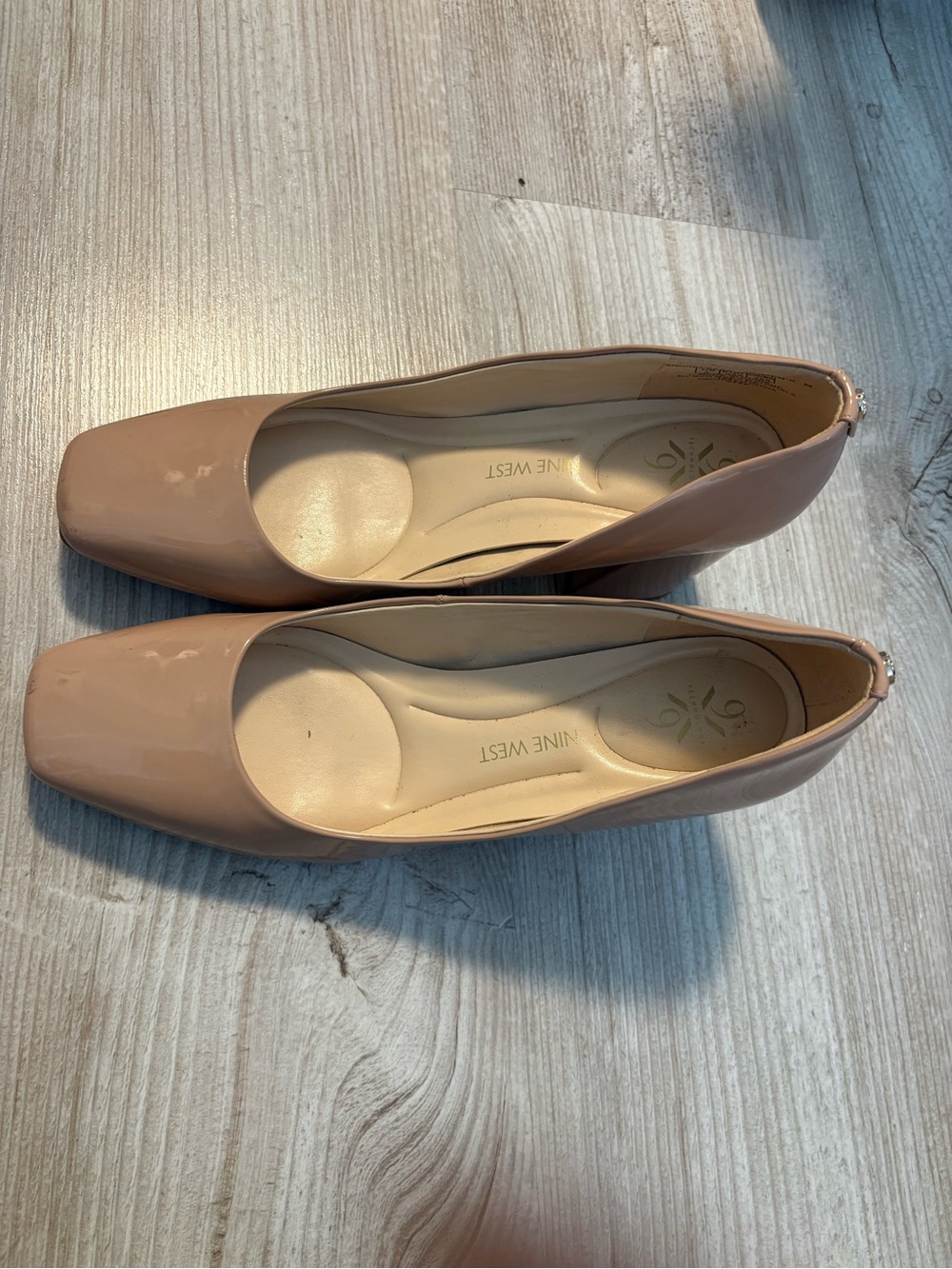Nine West Blush Patent Square-Toe Heels